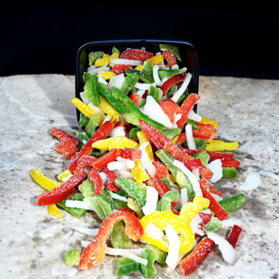 Fajita Mix A vibrant mix of sliced onions and colourful peppers, IQF frozen to lock in freshness and flavour. Packed in 6 x 2 kg bags - perfect for fajitas, stir-fries, and easy weeknight meals.