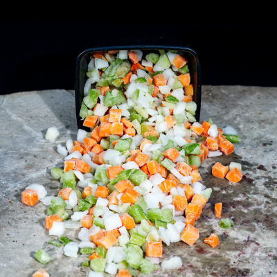 Mirepois Mix Hard to find! A classic mix of diced carrots, celery, and onions, IQF frozen to lock in freshness and flavour. Packed in 6 x 2 kg bags - perfect for building soups, stews, and sauces with ease.