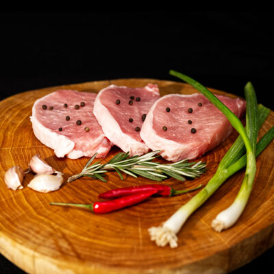 Fresh, deboned pork chops